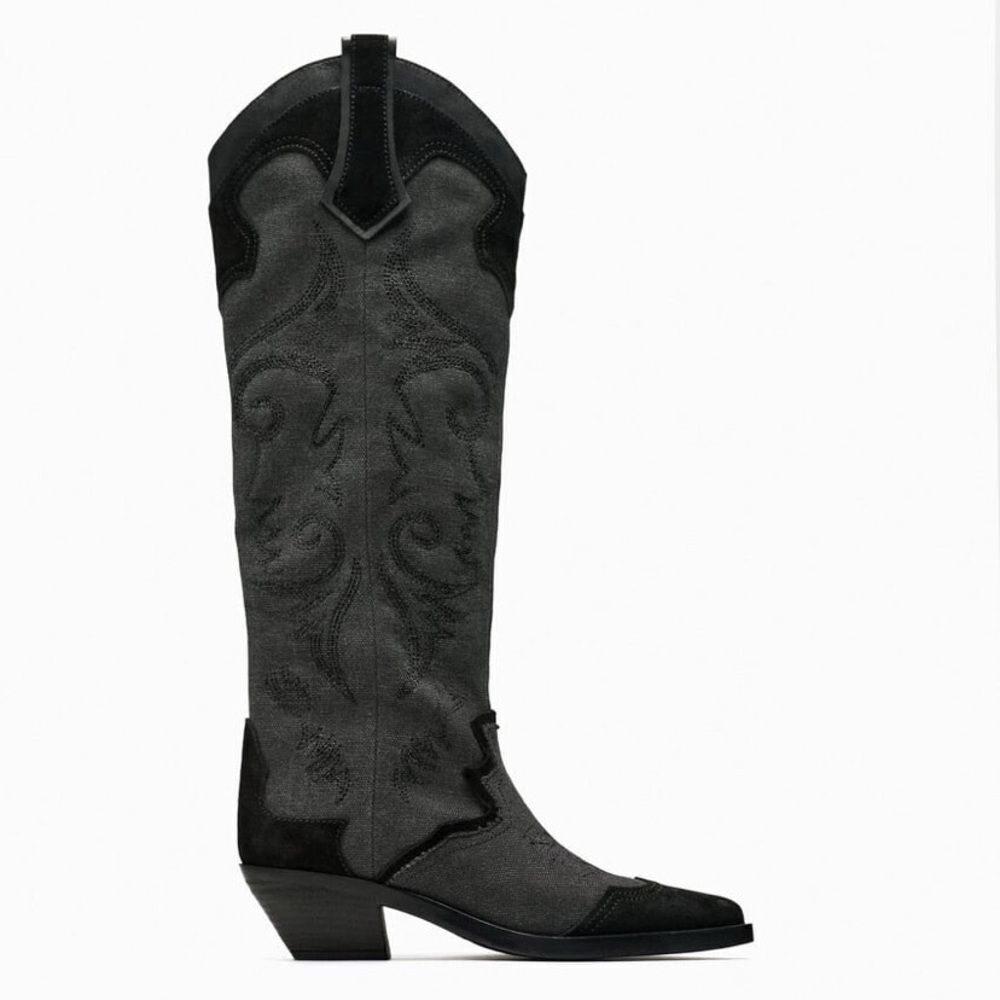 ZARA EMBROIDERED HEELED COWBOY BOOTS
BLACK - Picture 6 of 7